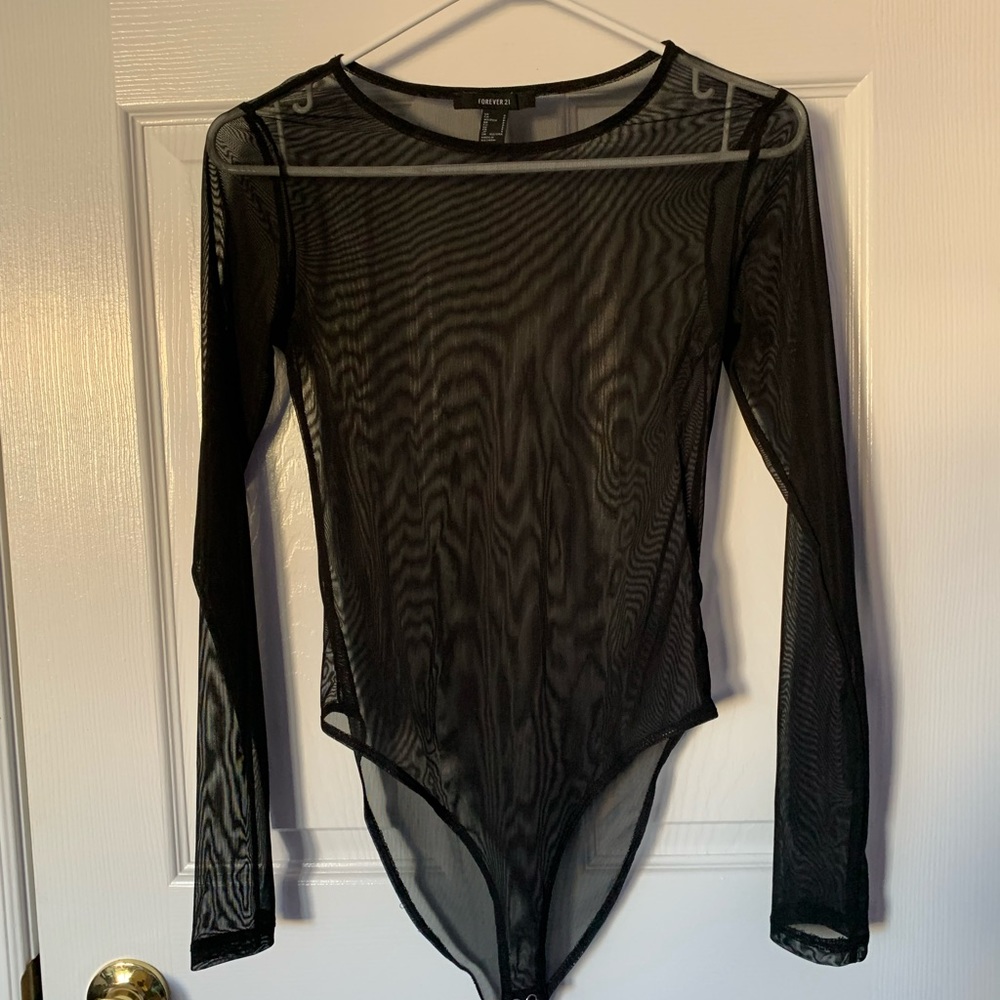 Mesh, long sleeve bodysuit